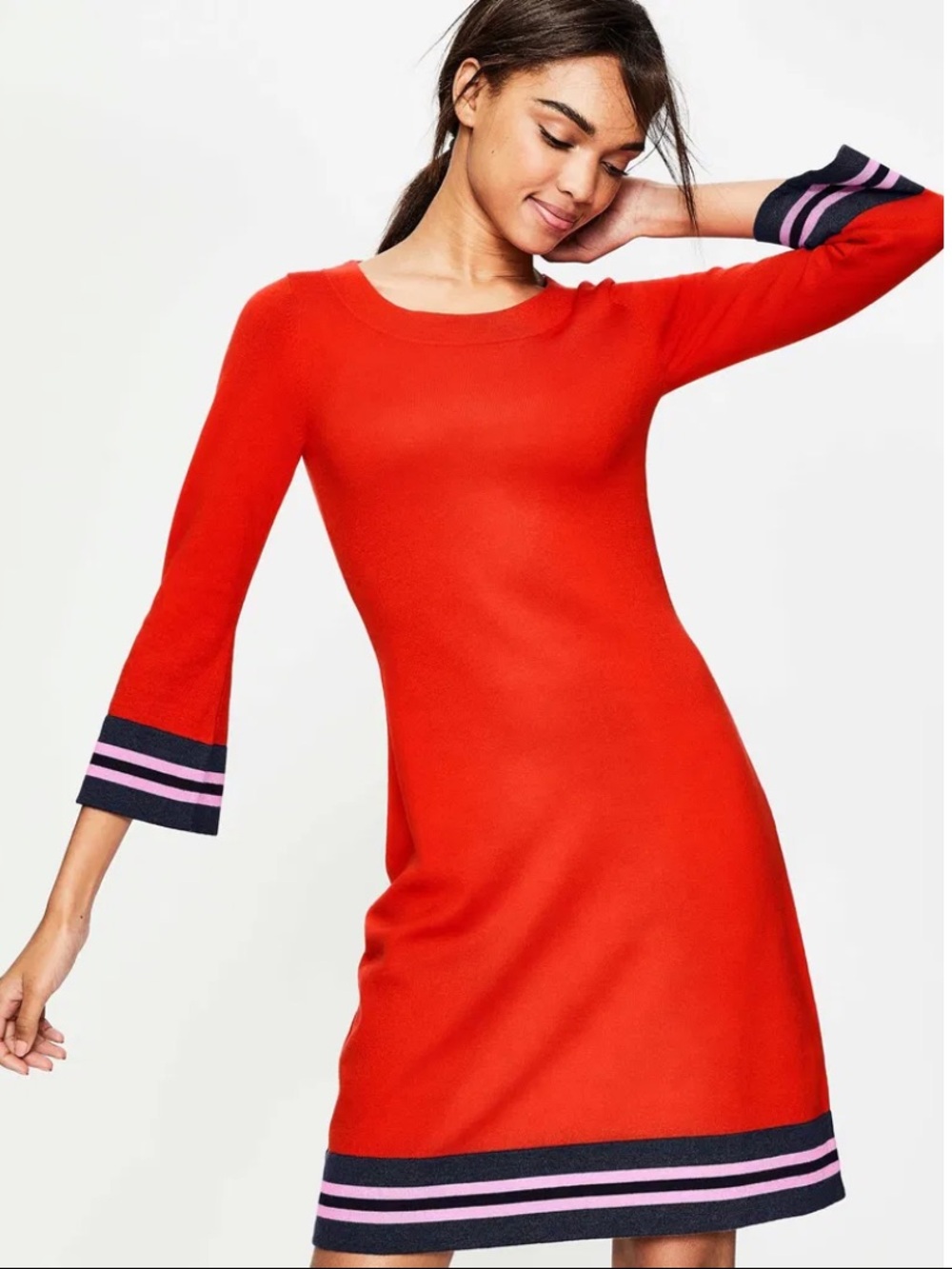 Boden Trudy Knit Dress Cotton Wool Blend Retro Sz 2
